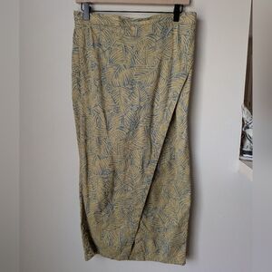 Prana Blue and yellow Leaf Maxi Skirt